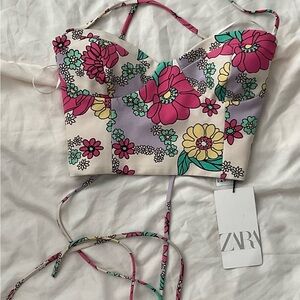 Zara Multicolor Floral Strappy Top